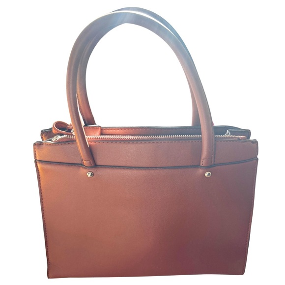 Adrienne Vittadini Shoulder and Cross Body Bag Brown Caramel Leather with Studs - Picture 2 of 4